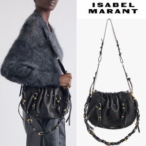 Isabel Marant Bolton Bubble Pebbled Leather Hobo Black Shoulder Bag NWT 1690$